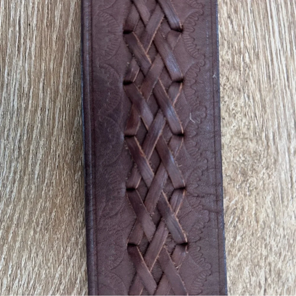 Vintage Y2K‎ American Eagle Brown Leather Belt Cowgirlcore Western Braided 36”